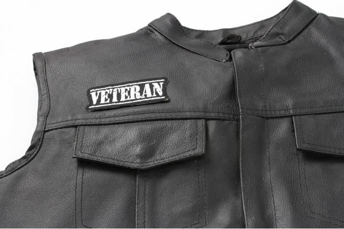 Veteran Patch, Military Vet Patches shown on leather vest