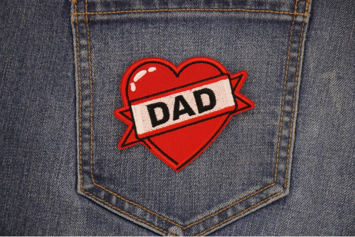Love Dad Patch shown on jeans