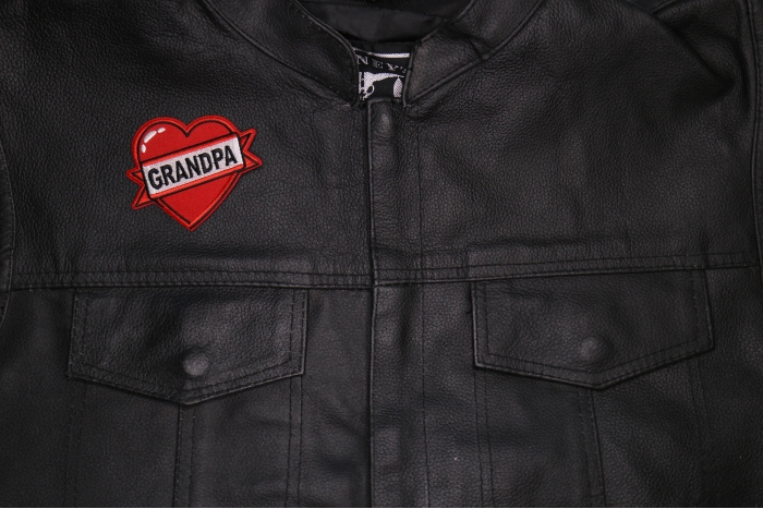Love Grandpa Patch shown on leather vest
