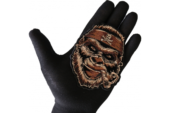 Gorilla Patch, Small Embroidered Iron on Patches shown on hand for size comparison
