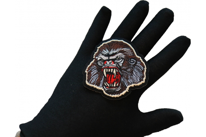 Gorilla Iron on Patch shown on hand for size comparison