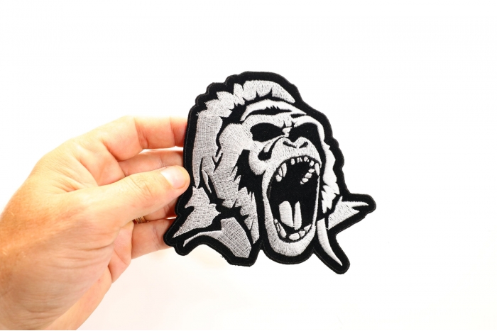 Gorilla Patch, Patches for Jackets shown on hand for size comparison