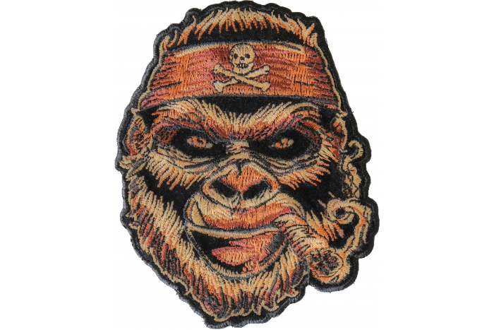 Cigar Smoking Gorilla Patch with Skull Headwrap