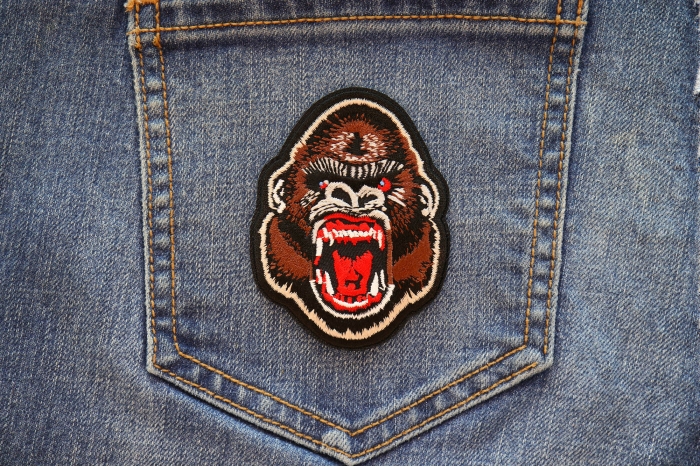 Ugly Monkey Iron on Patch shown on jeans