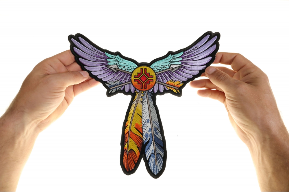 Ladies Native American Indian Wings Feathers Embroidered Patch Large FREE SHIP 