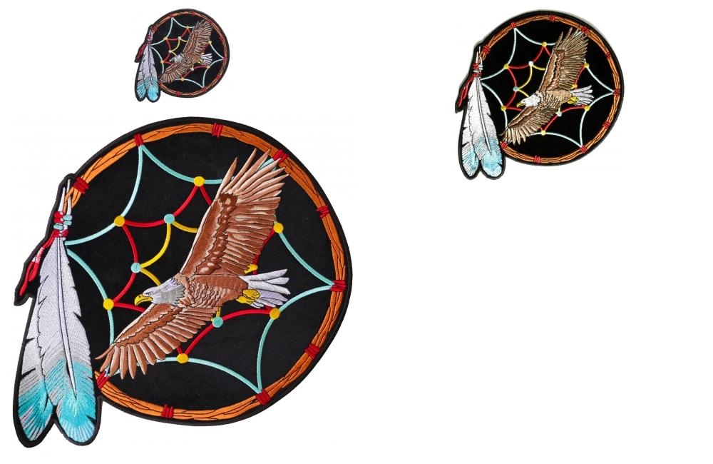 DREAMCATCHER WITH A PICTURE OF 3 EAGLES EAGLE INDIAN LARGE