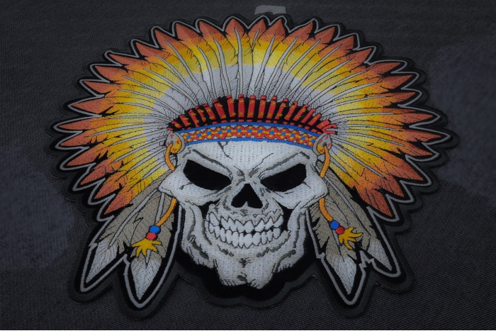 Indian Skull and Feathers Patch diagonal view