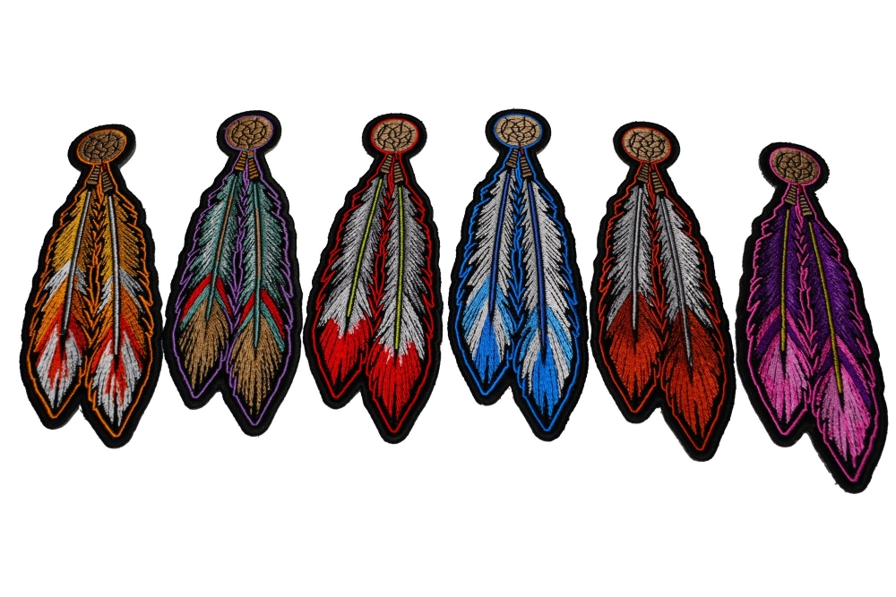 Set of 6 Embroidered Feather Patches