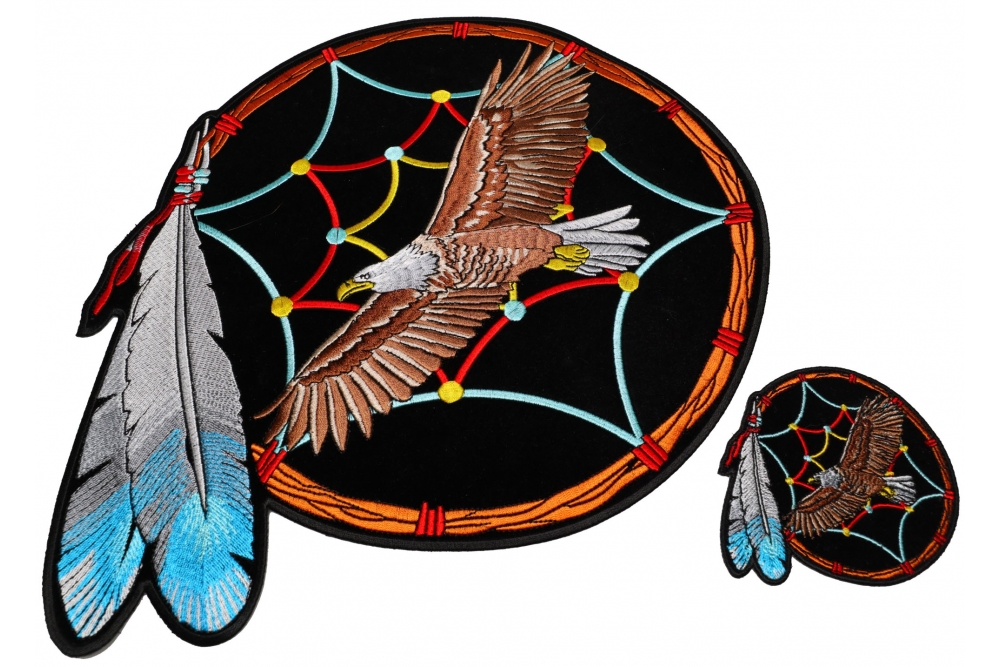 Set of 2 Small and Large Eagle in Dreamcatcher Patches