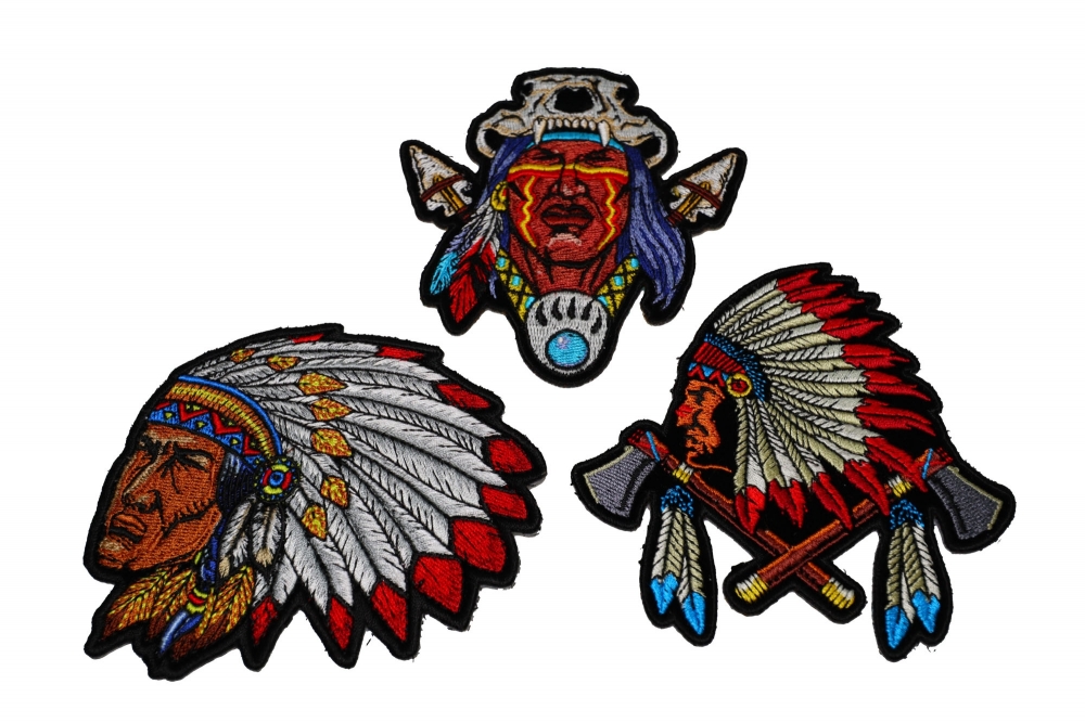 Set of 3 Indian Chief Patches