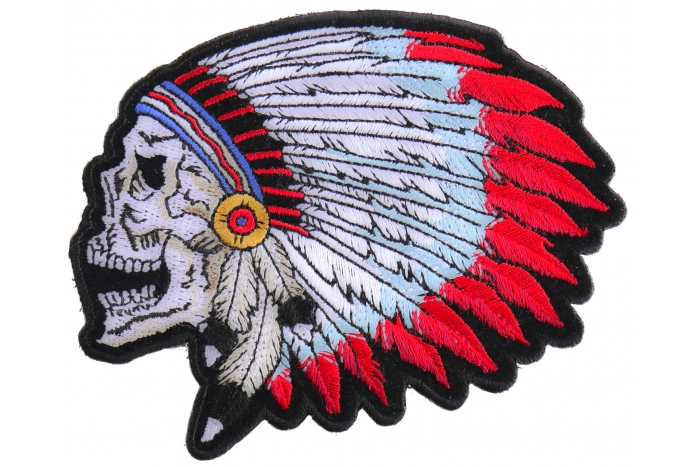 Indian Headdress Skull Patch