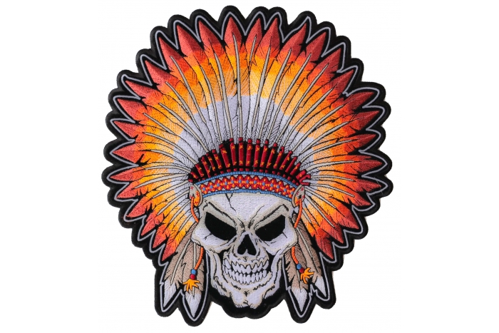 Indian Skull and Feathers Patch