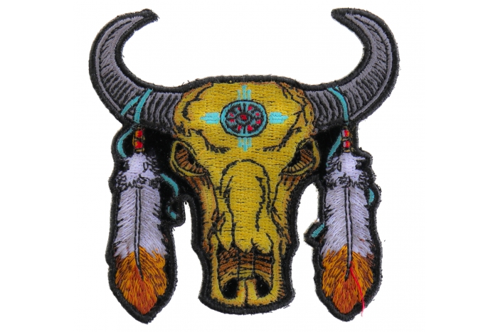 Small Buffalo Head Feathers Patch