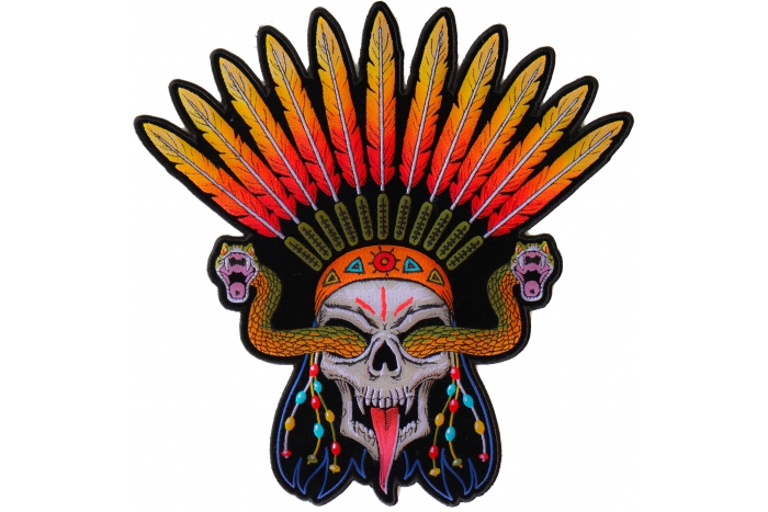 Snake Eye Skull with Feather Hat Patch
