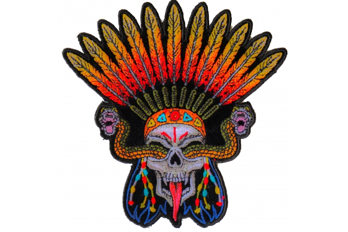 Snake Eye Skull and Feathers Patch