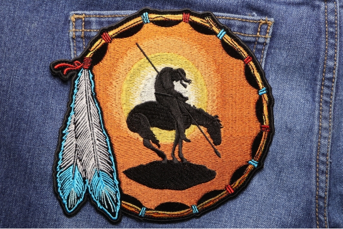 End Of The Trail Patch shown on jeans