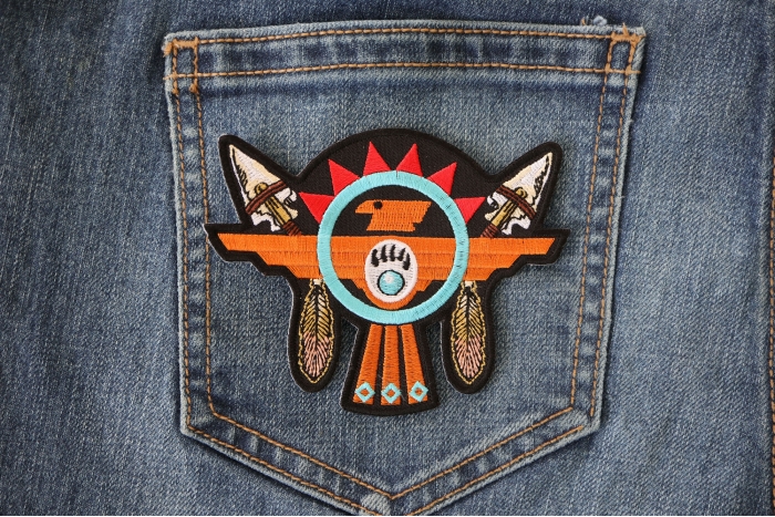 Native American Thunderbird Arrows Patch shown on jeans