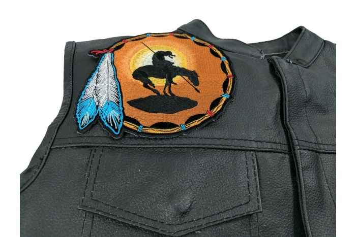 End Of The Trail Patch, Patches for Jackets shown on leather vest