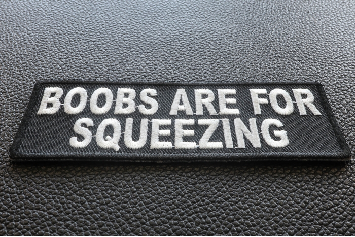 Boobs Are For Squeezing Fun Naughty Patch diagonal view
