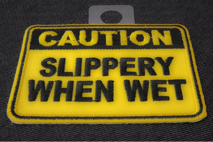 Caution Slippery When Wet Patch diagonal view