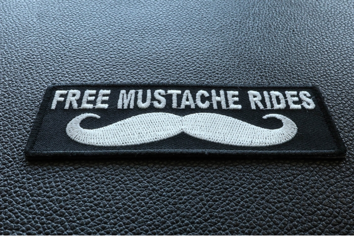 Free Mustache Rides Patch diagonal view