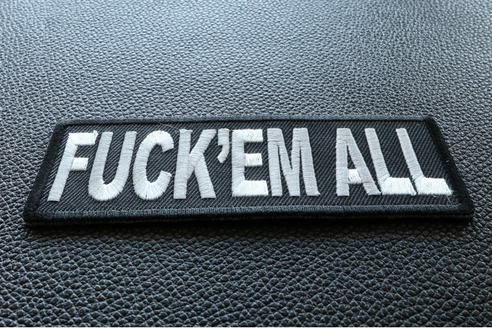 Fuck'em All Naughty Iron on Patch diagonal view