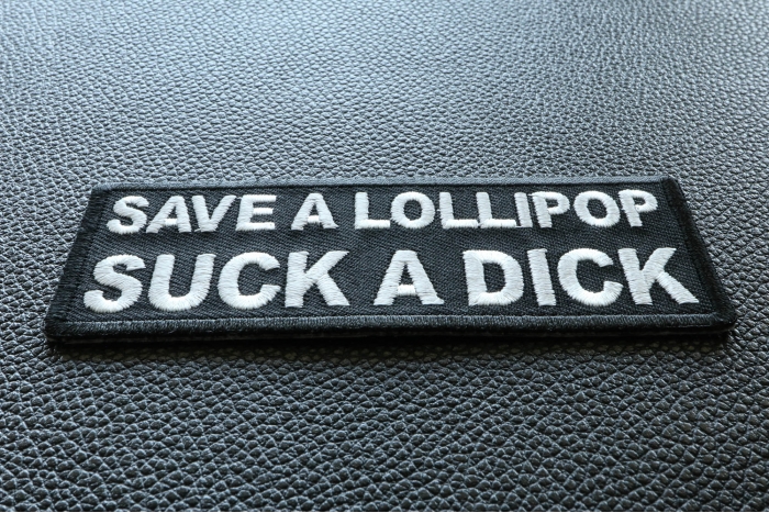 Save a Lollipop Suck a Dick Patch diagonal view