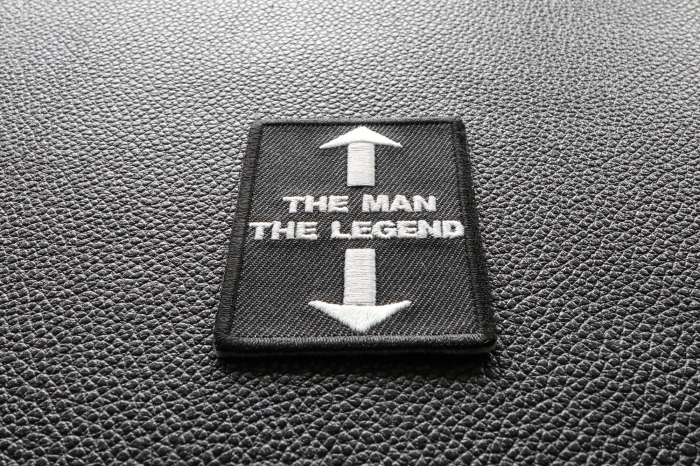 The Man The Legend Patch diagonal view