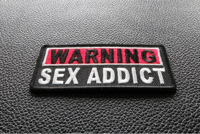 Warning Sex Addict Patch diagonal view