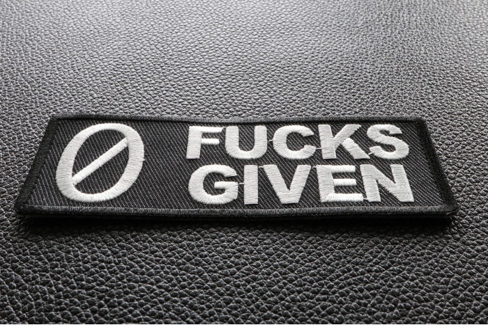 Zero Fucks Given Patch diagonal view