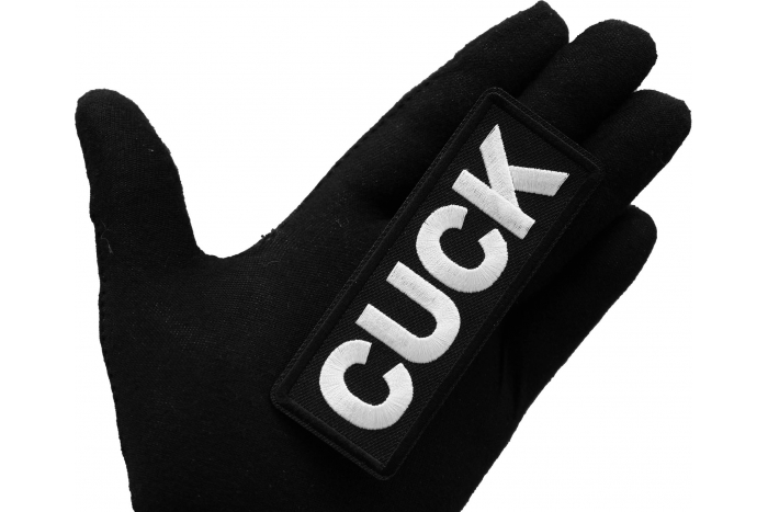 Cuck Iron on Patch shown on hand for size comparison