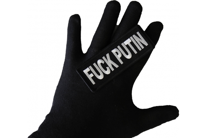 Fuck Putin Patch shown on hand for size comparison