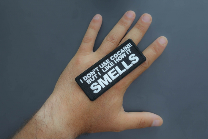 I don't use cocaine but I like how it Smells Patch shown on hand for size comparison