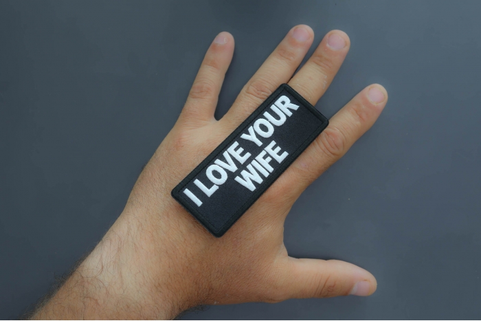 I love your Wife Patch shown on hand for size comparison