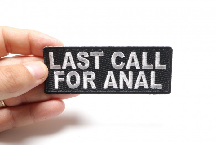 Last Call For Anal Fun Patch shown on hand for size comparison