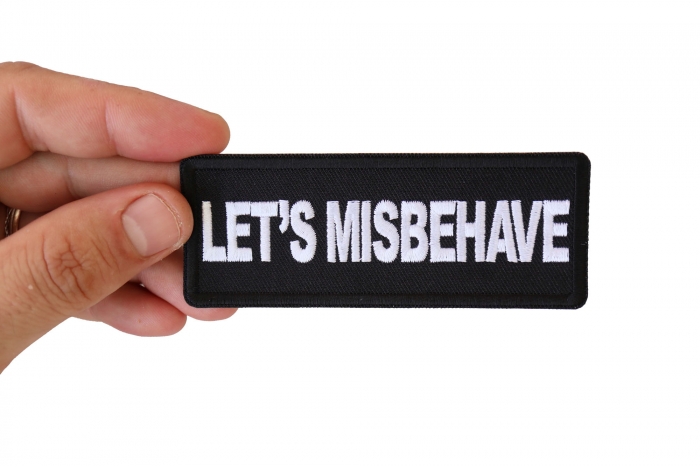 Let's Misbehave Patch shown on hand for size comparison