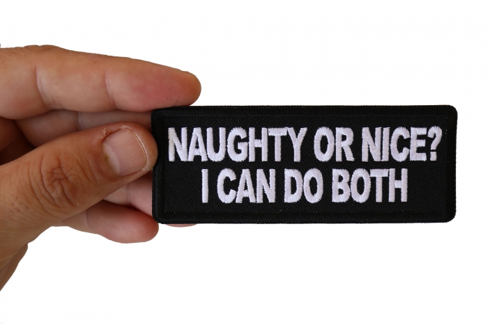 Naughty or Nice I can do both Patch shown on hand for size comparison