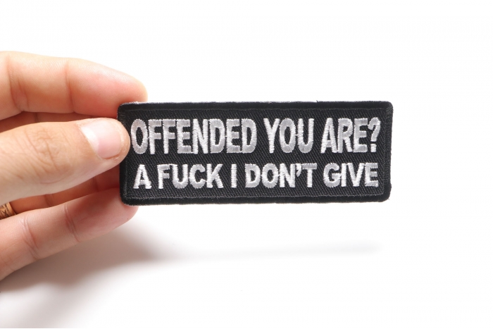 Offended You Are A Fuck I Dont Give Yoda Patch shown on hand for size comparison