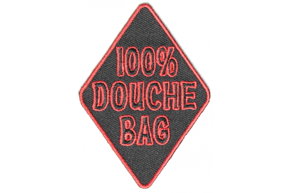 100 Percent Douche Bag Funny Iron on Patch