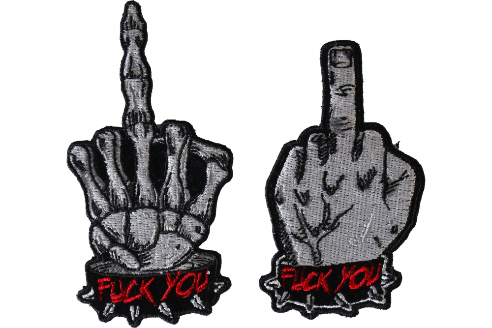 Fuck You Middle Finger Small Patch Set of 2