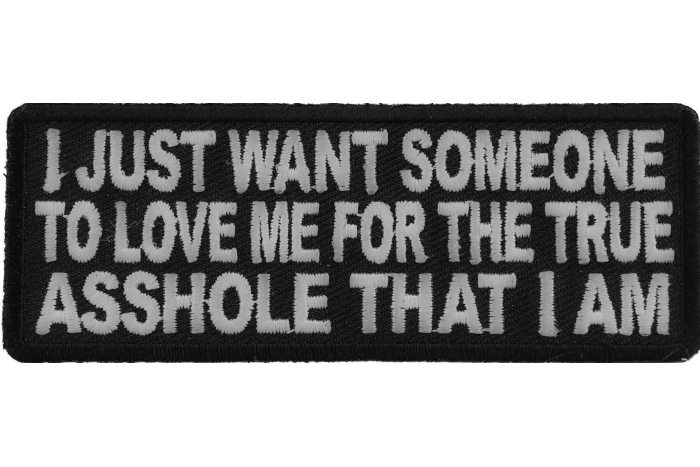 I Just Want Someone To Love Me For The True Asshole That I Am Naughty Iron on Patch