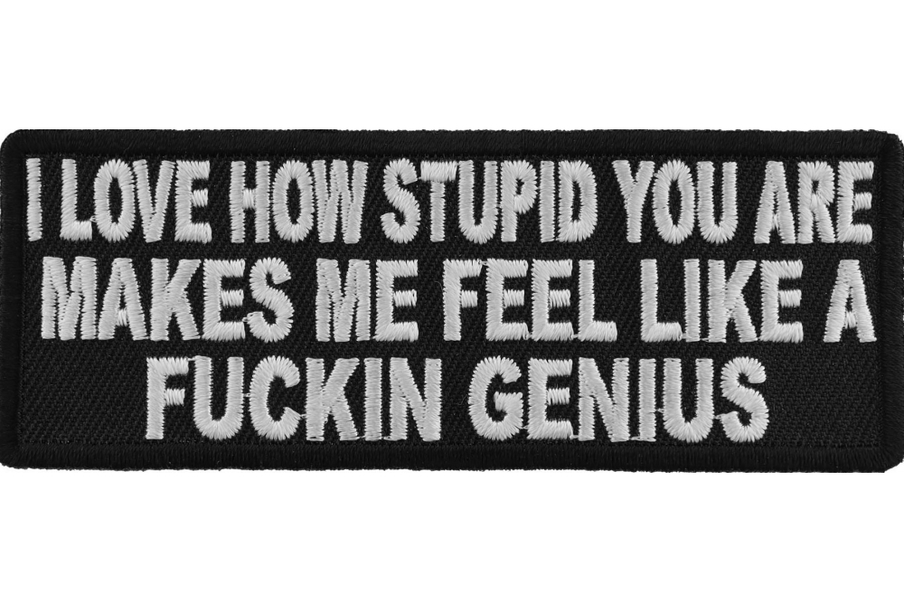 I Love How Stupid You Are Makes me Feeling Like a Fucking Genius Naughty Iron on Patch
