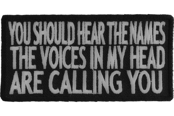 You Should Hear The Names The Voices In My Head Are Calling You Funny Iron on Patch