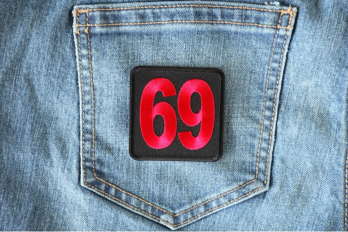 69 Patch shown on jeans