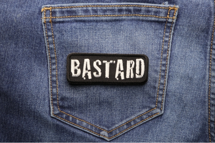 Bastard Patch shown on jeans