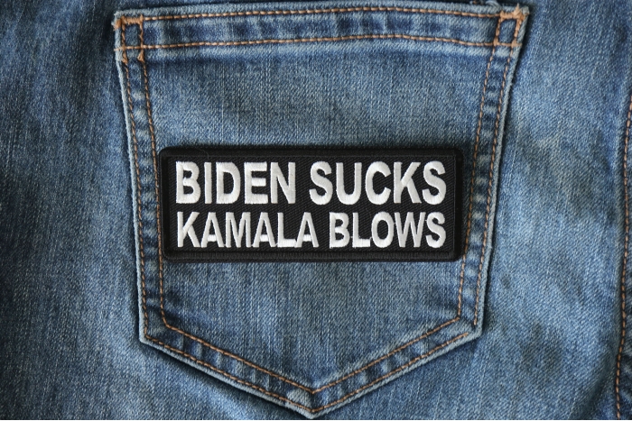 Biden Sucks Kamala Blows Patch shown on jeans