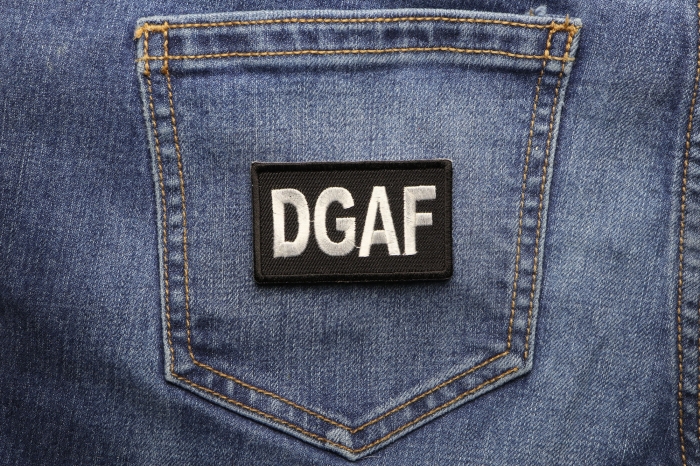 DGAF Patch Don't Give A F shown on jeans