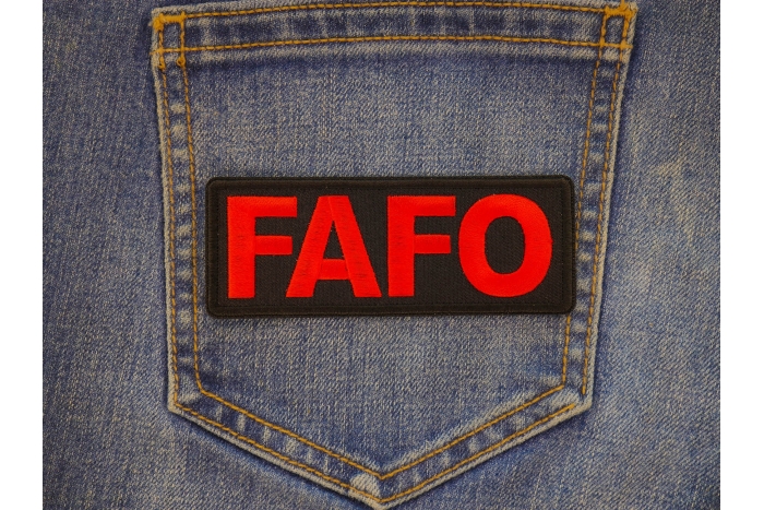 FAFO Patch shown on jeans