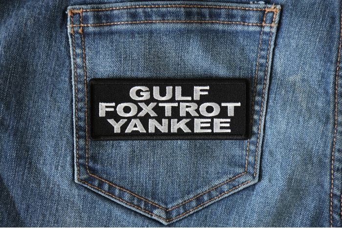 Gulf Foxtrot Yankee Patch shown on jeans