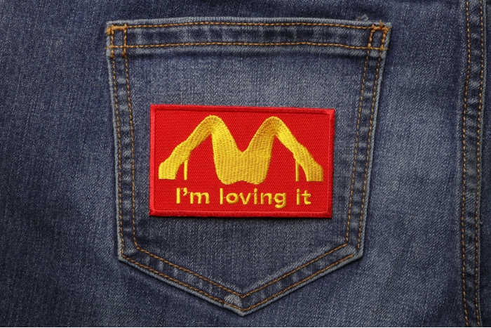 I'm Loving It Patch shown on jeans